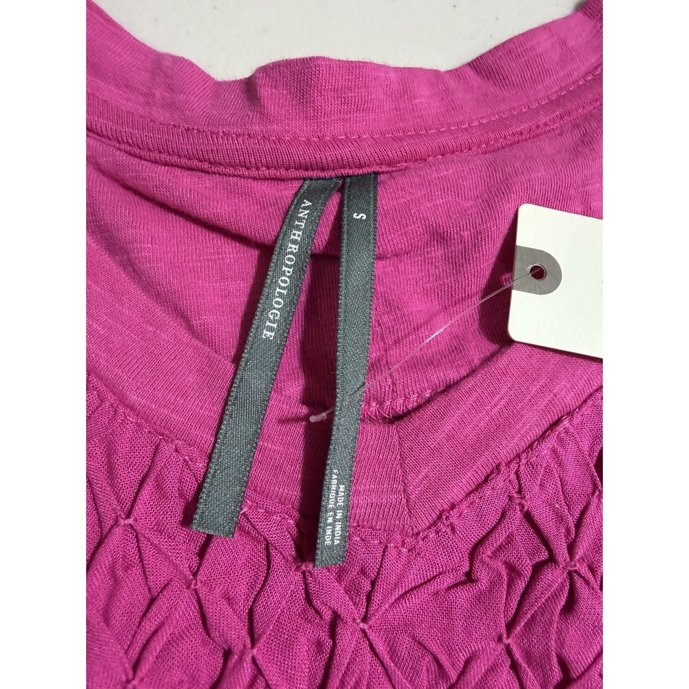 NWT Women's Anthropologie Smocked Flowy Peasant Top Hot Pink Small - Picture 6 of 9